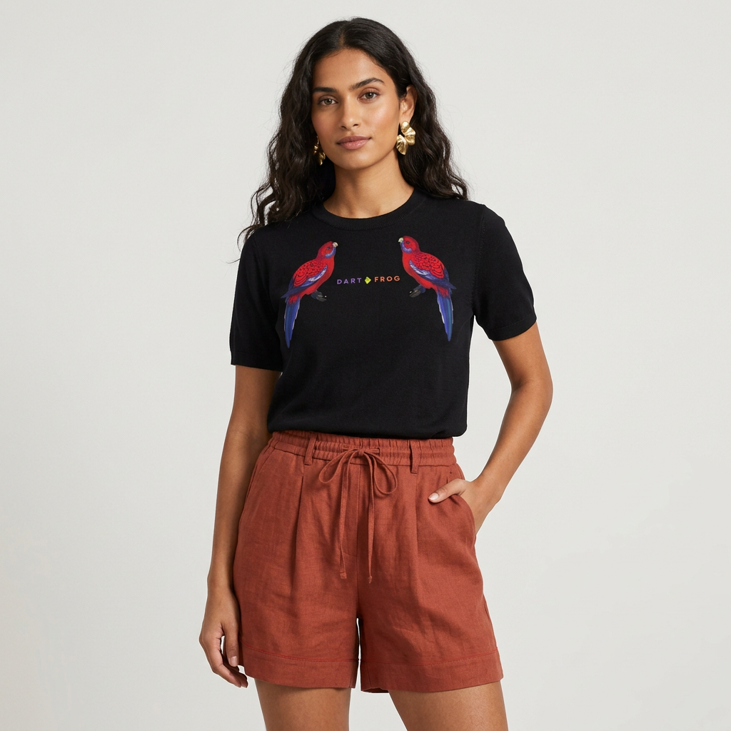 Crimson Birdwatching Knit Tee