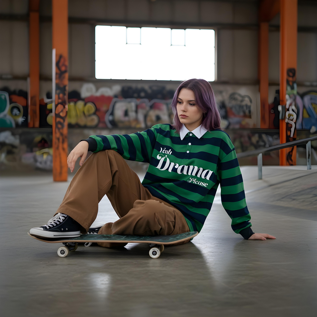 Yeah Drama Long Sleeve Polo Shirt