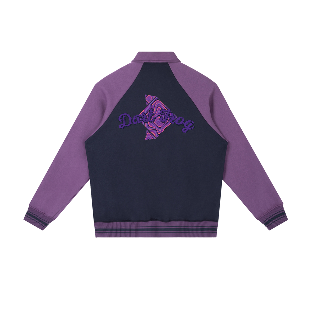 Contrast Raglan Sleeve Baseball Jacket